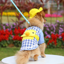 Load image into Gallery viewer, Pet Dog Kindergarten Clothes Puppy Cute Yellow Duck Plaid T-shirt with Hat Teddy Bichon Pomeranian Small Dog Cat Clothing Coat