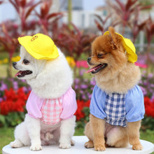 Load image into Gallery viewer, Pet Dog Kindergarten Clothes Puppy Cute Yellow Duck Plaid T-shirt with Hat Teddy Bichon Pomeranian Small Dog Cat Clothing Coat