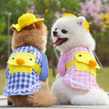 Load image into Gallery viewer, Pet Dog Kindergarten Clothes Puppy Cute Yellow Duck Plaid T-shirt with Hat Teddy Bichon Pomeranian Small Dog Cat Clothing Coat