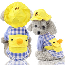 Load image into Gallery viewer, Pet Dog Kindergarten Clothes Puppy Cute Yellow Duck Plaid T-shirt with Hat Teddy Bichon Pomeranian Small Dog Cat Clothing Coat