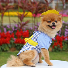 Load image into Gallery viewer, Pet Dog Kindergarten Clothes Puppy Cute Yellow Duck Plaid T-shirt with Hat Teddy Bichon Pomeranian Small Dog Cat Clothing Coat