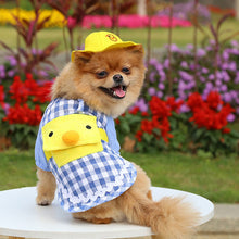 Load image into Gallery viewer, Pet Dog Kindergarten Clothes Puppy Cute Yellow Duck Plaid T-shirt with Hat Teddy Bichon Pomeranian Small Dog Cat Clothing Coat