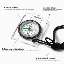Load image into Gallery viewer, Outdoor Mini Compass Map with Scale Ruler Portable Compass for Hiking Camping Cycling Survival Compass Guiding Tool