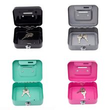 Load image into Gallery viewer, Small Money Safe Box Lockable Cash Box with Keys Portage Metal Sturdy Lock Box Coin Box Coin Storage Jar With Lock