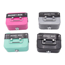 Load image into Gallery viewer, Small Money Safe Box Lockable Cash Box with Keys Portage Metal Sturdy Lock Box Coin Box Coin Storage Jar With Lock