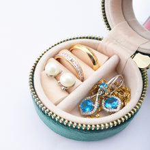 Load image into Gallery viewer, Mini Round Jewelry Box With Mirror Velvet Surface Ring Stud Earring Storage Box Women Trinkets Organizer Delicate Size 2024 Trend Fashion