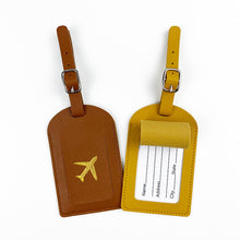 Load image into Gallery viewer, PU Leather Luggage Tag Baggage Bag Tag Suitcase Identifier Label With Signature Paper Glided Boarding Bag Tag Travel Accessory