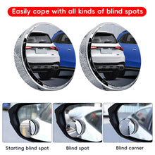 Load image into Gallery viewer, 2Pcs 360° Rotating Car Blind Spot Side Rear View Mirror Wide Angle Adjustable Round Mirror Suction Cup Convex Mirror