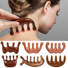 Load image into Gallery viewer, Wide-toothed Anti-static Massage Scrapping Hair Comb Green Sandalwood Meridian Comb Scalp Massage Meridian Hair Comb