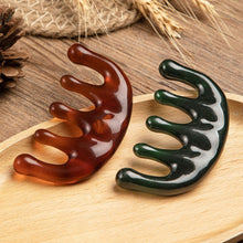 Load image into Gallery viewer, Cattle Horn Comb Cow Bone Meridian Comb Portable Massage Five Finger Comb Scalp Massager Scalp Health Care