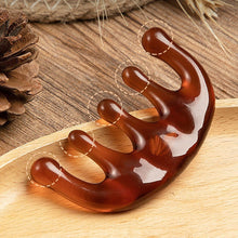 Load image into Gallery viewer, Cattle Horn Comb Cow Bone Meridian Comb Portable Massage Five Finger Comb Scalp Massager Scalp Health Care