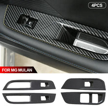 Load image into Gallery viewer, 4Pcs/Set Carbon Fiber Car Window Switch Panel Trims Decorative Interior Parts Frame Mouldings Accessories For MG 4 MG4 EV Mulan 2023
