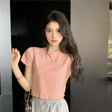 Load image into Gallery viewer, Sweet Cool Girl T-shirt Crop Top Ruffled Sleeves Shirts Casual Clothes Y2k Cropped Tee Shirt Top White Black Tops for Summer