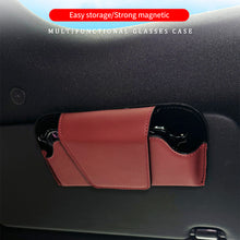 Load image into Gallery viewer, Car Sun Visor Glasses Case Auto Leather Glasses Holder Sunglasses Clip Card Ticket Holder Multi-Function Car Interior Storage