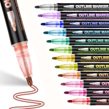 Load image into Gallery viewer, 8/12/24 Pcs Metallic Marker Pens Art Line Pen Outline Marker Highlighter Pen For Manga Crafts Scrapbooking School Stationery Supplies