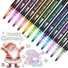 Load image into Gallery viewer, 8/12/24 Pcs Metallic Marker Pens Art Line Pen Outline Marker Highlighter Pen For Manga Crafts Scrapbooking School Stationery Supplies