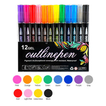 Load image into Gallery viewer, 8/12/24 Pcs Metallic Marker Pens Art Line Pen Outline Marker Highlighter Pen For Manga Crafts Scrapbooking School Stationery Supplies