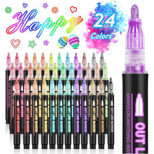 Load image into Gallery viewer, 8/12/24 Pcs Metallic Marker Pens Art Line Pen Outline Marker Highlighter Pen For Manga Crafts Scrapbooking School Stationery Supplies
