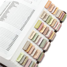 Load image into Gallery viewer, 5/6 Sheets Bible Index Label Sticker Self-adhesive Paper Tabs Bible Index Tabs for Study Read Bookmark Stickers Study Tool