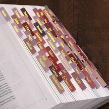 Load image into Gallery viewer, 5/6 Sheets Bible Index Label Sticker Self-adhesive Paper Tabs Bible Index Tabs for Study Read Bookmark Stickers Study Tool
