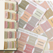 Load image into Gallery viewer, 5/6 Sheets Bible Index Label Sticker Self-adhesive Paper Tabs Bible Index Tabs for Study Read Bookmark Stickers Study Tool