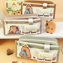 Load image into Gallery viewer, Large Capacity Fashion Capybara Cat Oxford Pencil Bag Cloth Cosmetic Storage Bag Retro Student Stationery School Supplies