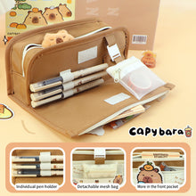 Load image into Gallery viewer, Large Capacity Fashion Capybara Cat Oxford Pencil Bag Cloth Cosmetic Storage Bag Retro Student Stationery School Supplies