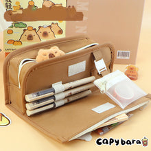 Load image into Gallery viewer, Large Capacity Fashion Capybara Cat Oxford Pencil Bag Cloth Cosmetic Storage Bag Retro Student Stationery School Supplies
