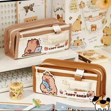 Load image into Gallery viewer, Large Capacity Fashion Capybara Cat Oxford Pencil Bag Cloth Cosmetic Storage Bag Retro Student Stationery School Supplies