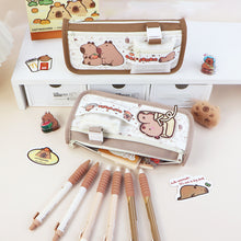 Load image into Gallery viewer, Large Capacity Fashion Capybara Spaceman Oxford Pencil Bag Cloth Cosmetic Storage Bag Retro Student Stationery School Supplies