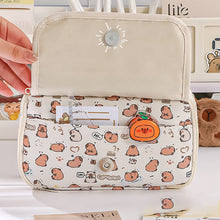 Load image into Gallery viewer, Large Capacity Fashion Capybara Oxford Pencil Bag Cloth Cosmetic Storage Bag Retro Student Stationery School Supplies