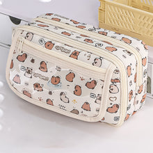 Load image into Gallery viewer, Large Capacity Fashion Capybara Oxford Pencil Bag Cloth Cosmetic Storage Bag Retro Student Stationery School Supplies