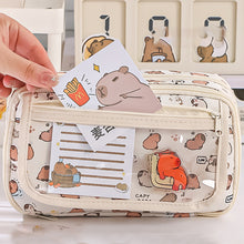 Load image into Gallery viewer, Large Capacity Fashion Capybara Oxford Pencil Bag Cloth Cosmetic Storage Bag Retro Student Stationery School Supplies