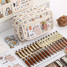 Load image into Gallery viewer, Large Capacity Fashion Capybara Oxford Pencil Bag Cloth Cosmetic Storage Bag Retro Student Stationery School Supplies