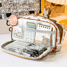 Load image into Gallery viewer, Large Capacity Fashion Oxford Pencil Bag Cloth Cosmetic Storage Bag Retro Student Stationery School Supplies
