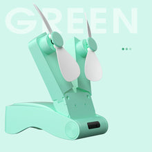 Load image into Gallery viewer, Mini Dual Head Foldable Fan Desktop Quiet High Air Volume Electric Fan Outdoor Portable Handheld Fan USB Charging