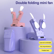 Load image into Gallery viewer, Mini Dual Head Foldable Fan Desktop Quiet High Air Volume Electric Fan Outdoor Portable Handheld Fan USB Charging