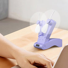 Load image into Gallery viewer, Mini Dual Head Foldable Fan Desktop Quiet High Air Volume Electric Fan Outdoor Portable Handheld Fan USB Charging