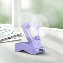 Load image into Gallery viewer, Mini Dual Head Foldable Fan Desktop Quiet High Air Volume Electric Fan Outdoor Portable Handheld Fan USB Charging