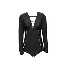 Load image into Gallery viewer, Solid Color Triangle One-Piece Long Sleeve Swimsuit Hollow Mesh Sexy Bikini With Breast Pad