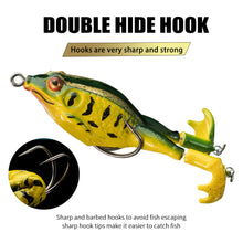 Load image into Gallery viewer, 1PC 13.5G9.2CM Surface Simulation Thunder Frog With Twin Propeller Fins Lure Double Hook Soft Bait For Redfin Culter Bass Snakehead