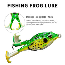 Load image into Gallery viewer, 1PC 13.5G9.2CM Surface Simulation Thunder Frog With Twin Propeller Fins Lure Double Hook Soft Bait For Redfin Culter Bass Snakehead
