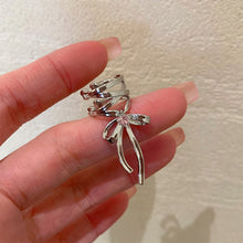 Load image into Gallery viewer, Silver Bow Ribbon Earrings for Women Girls Ballet Bow-knot Ear Cuff Simple All-match Earring Jewelry Delicate Design Elegant Decoration