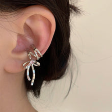 Load image into Gallery viewer, Silver Bow Ribbon Earrings for Women Girls Ballet Bow-knot Ear Cuff Simple All-match Earring Jewelry Delicate Design Elegant Decoration