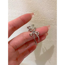 Load image into Gallery viewer, Silver Bow Ribbon Earrings for Women Girls Ballet Bow-knot Ear Cuff Simple All-match Earring Jewelry Delicate Design Elegant Decoration