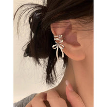 Load image into Gallery viewer, Silver Bow Ribbon Earrings for Women Girls Ballet Bow-knot Ear Cuff Simple All-match Earring Jewelry Delicate Design Elegant Decoration