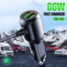 Load image into Gallery viewer, Dual USB Car Charger With Micro USB Type C Cable QC3.0 Fast Charging For Phone 12V/24V Cigarette Lighter Sockets