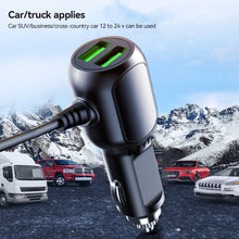 Load image into Gallery viewer, Dual USB Car Charger With Micro USB Type C Cable QC3.0 Fast Charging For Phone 12V/24V Cigarette Lighter Sockets