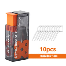 Load image into Gallery viewer, Portable Floss Dispenser Includes 10Pcs Floss Automatic Ejectable Floss Organiser Oral Care Press-on Disposable Flossing Sticks