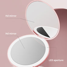 Load image into Gallery viewer, Creative Portable LED Light Cosmetic Mirror Lamp Compact LED Mirror StorageTable Mirror Magnifying Makeup Cosmetic